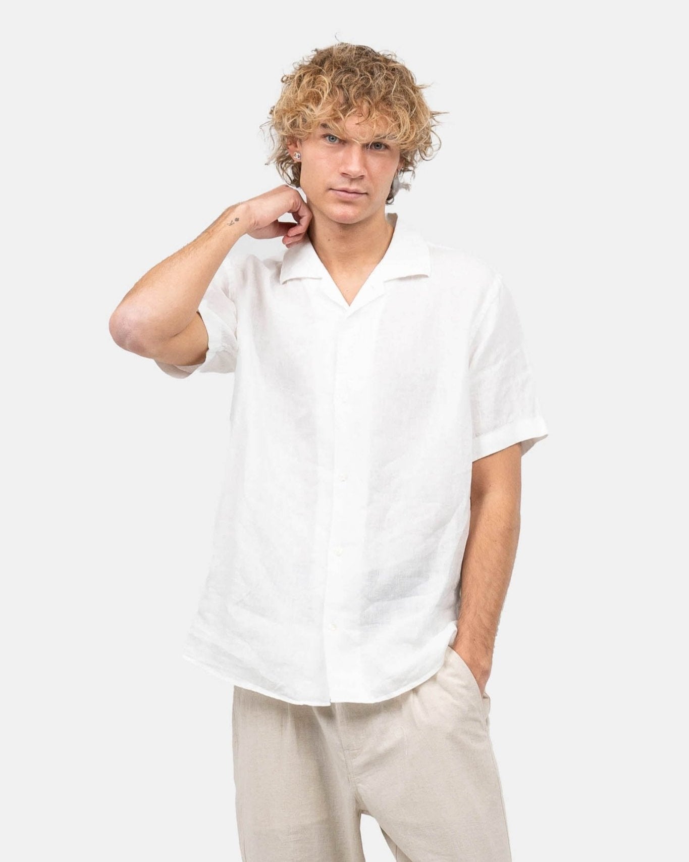 Kortærmet Hørskjorte Hvid | Skagen - clothing.dk
